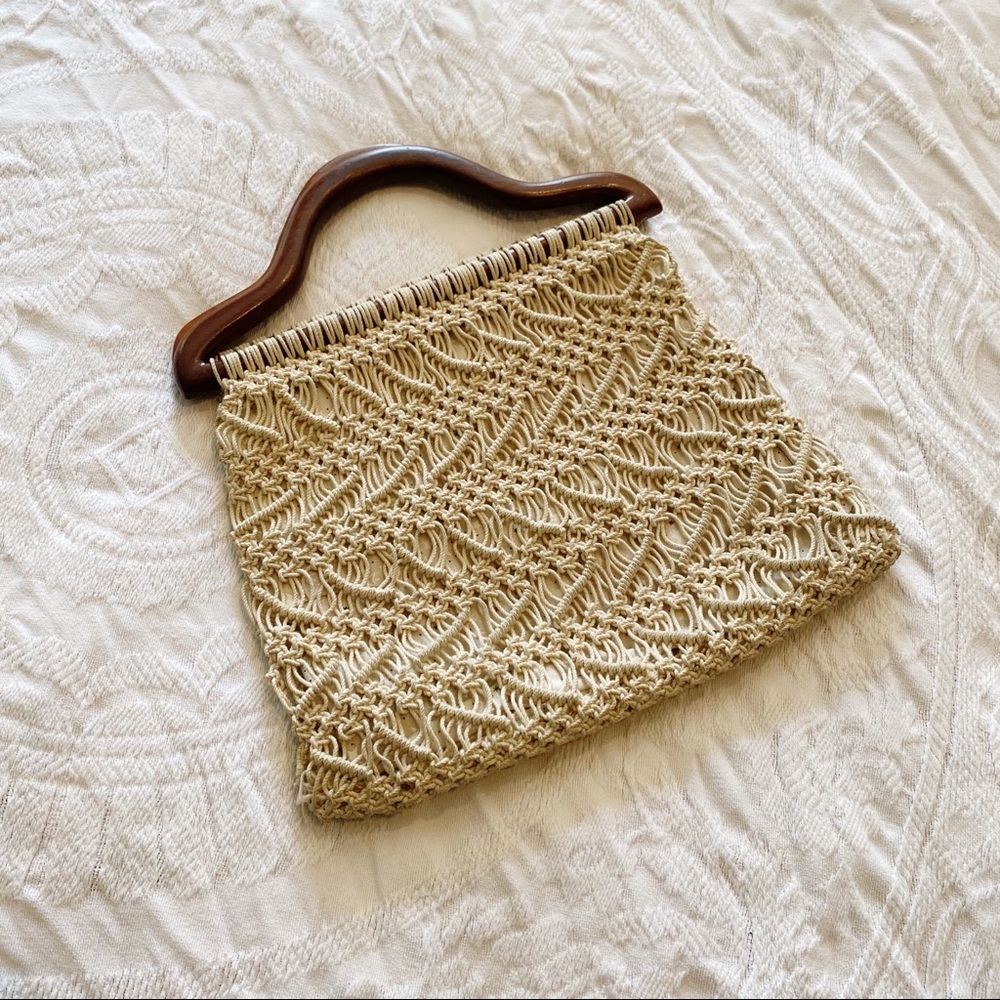 Vintage 70s | Macrame Woven Clutch Top Handle